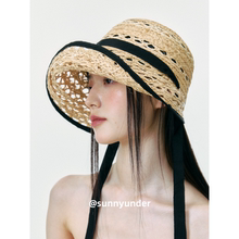 优雅镂空拉菲草编草帽女夏季出游透气遮阳防晒帽子海边度假渔夫帽