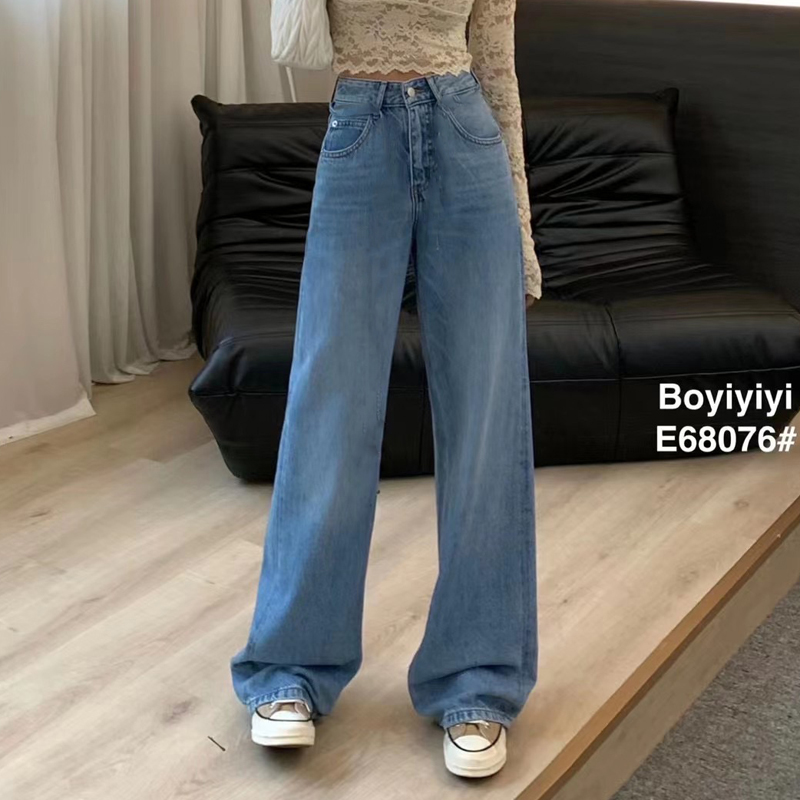 boyiyiyi三衣68076牛仔裤女新款春夏季高腰拖地长裤显瘦直筒