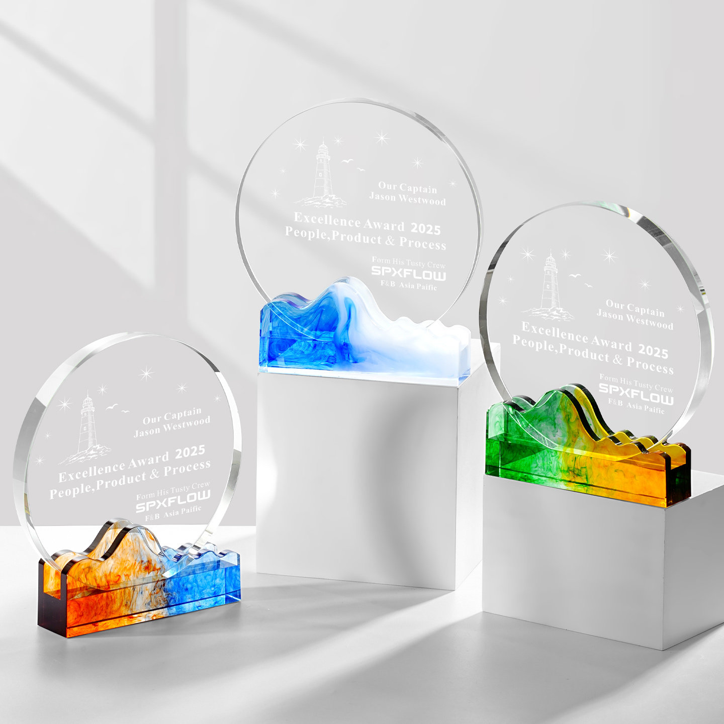 水晶奖杯定制刻字奖牌员工表彰优秀表现奖杯免费刻字水琉璃包邮