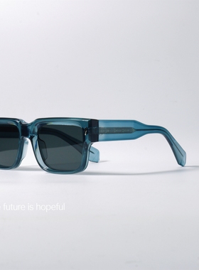 独特灰蓝色方形粗框墨镜UV400防紫外线复古简约可配近视太阳眼镜