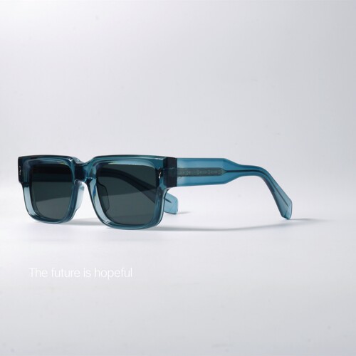 独特灰蓝色UV400方形复古墨镜