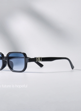 简约黑色窄框深蓝色墨镜UV400防紫外线修饰脸型可配近视太阳眼镜