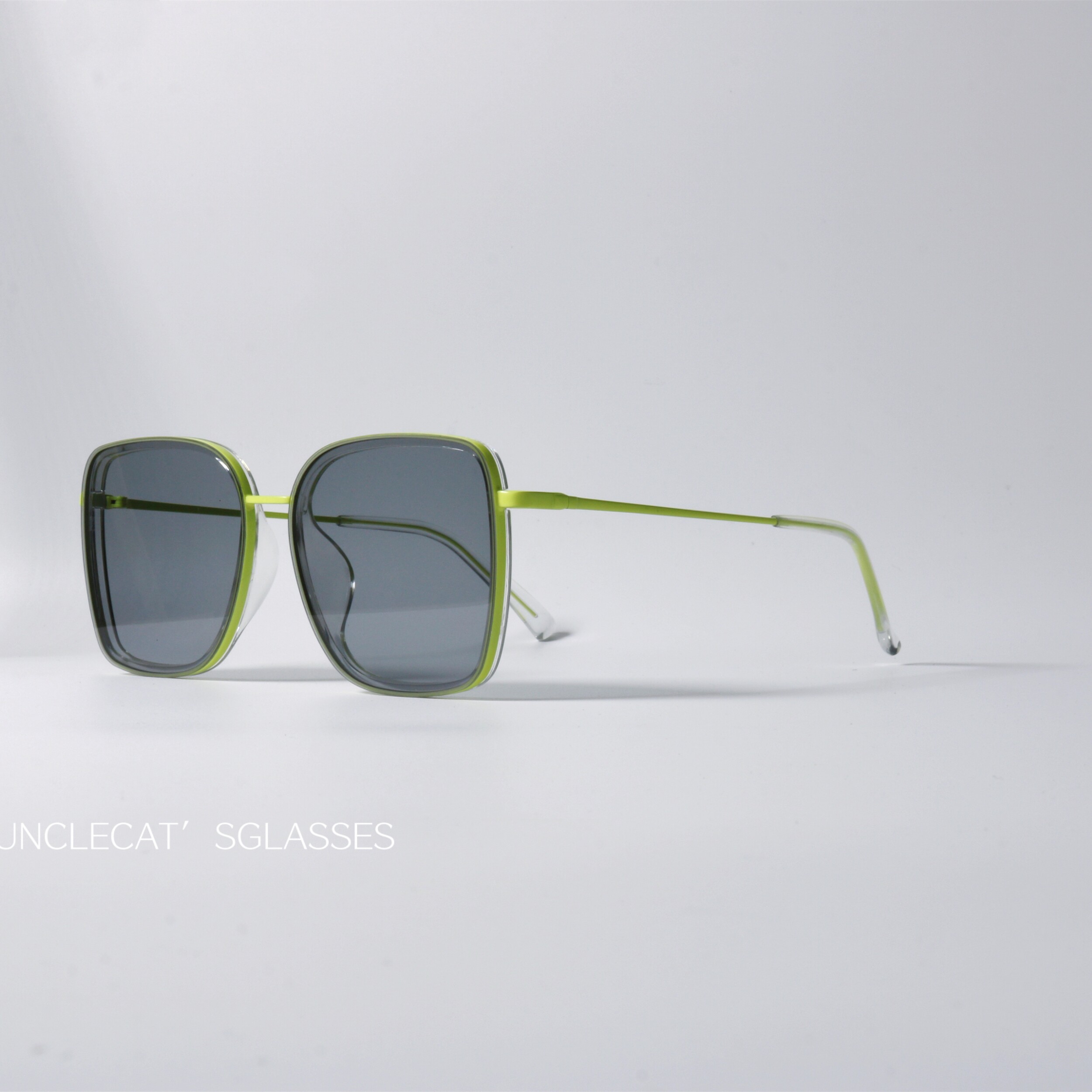 方框层次感太阳眼镜UV400防紫外线简约高级质感小众荧光绿墨镜