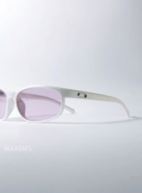 Y2K风格白框浅紫色太阳眼镜UV400防紫外线辐射防晒大框复古墨镜