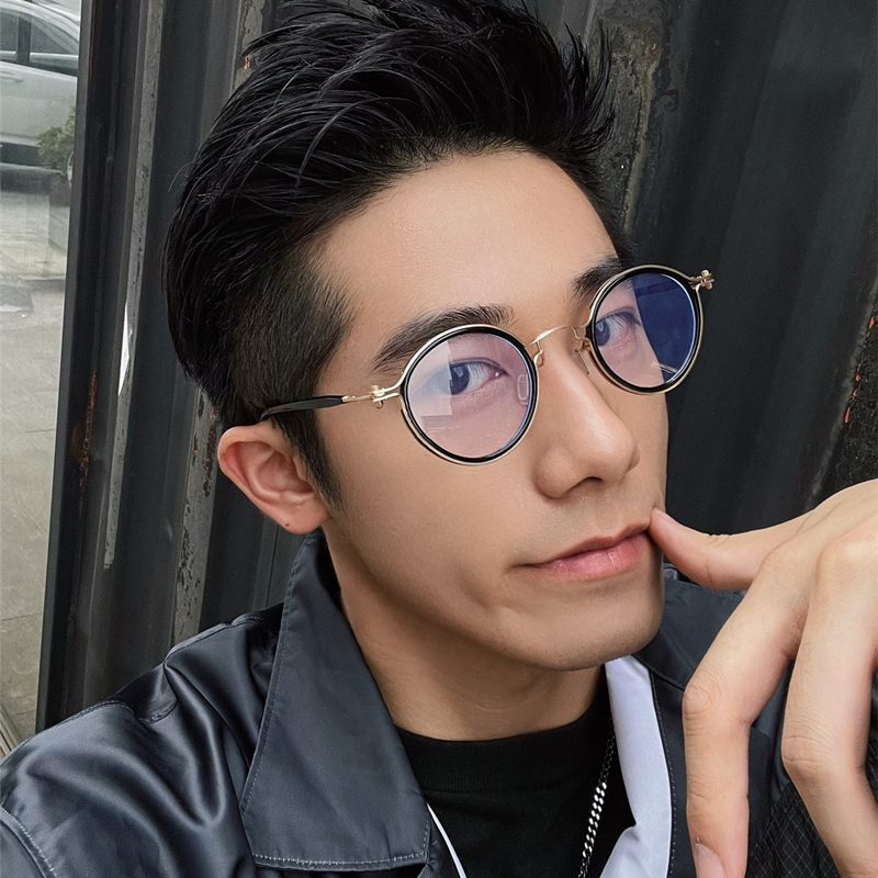 防蓝光扫黑李成阳同款圆框眼镜
