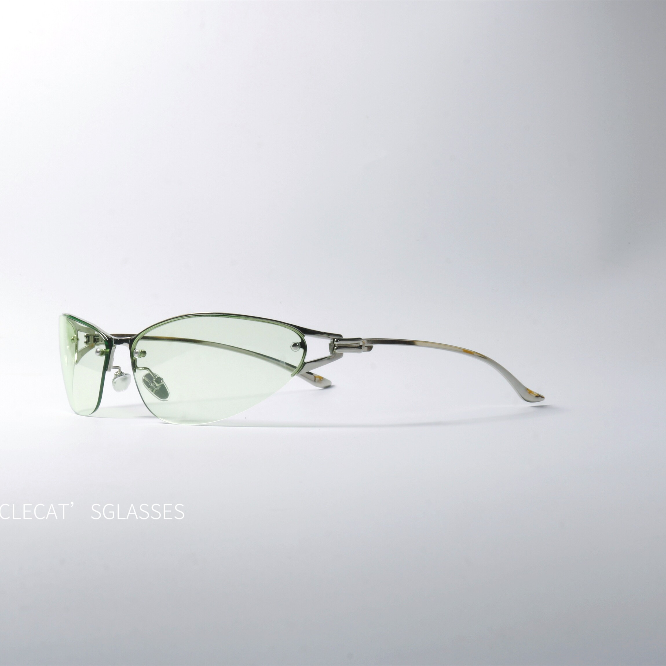 环绕设计清凉配色半框太阳眼镜UV400防紫外线辐射小众猫眼墨镜