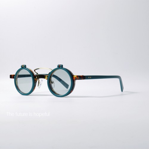 国风翻盖小圆框小众近视太阳眼镜