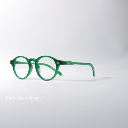 祖母绿色圆框平光镜防蓝光小众可配近视百搭学生近视个性眼镜框架