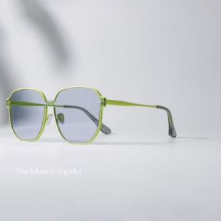 连体荧光绿色大框太阳眼镜UV400防紫外线辐射高级感一片式 潮墨镜
