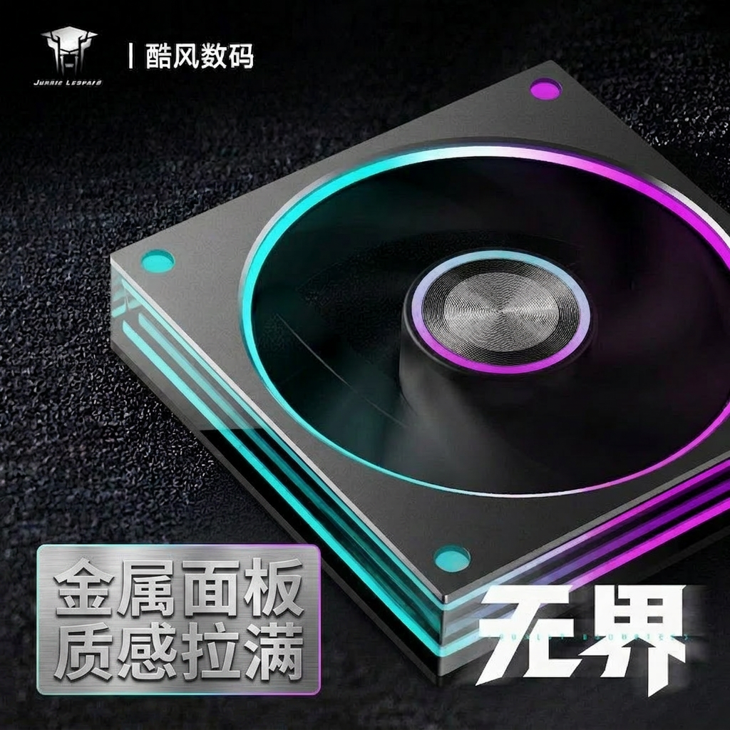 丛林豹无界12028 机箱风扇12CM散热ARGB金属面板四曲面一体无限镜