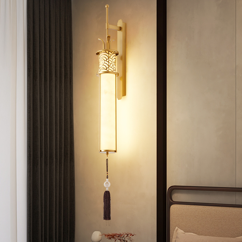 新中式包厢壁灯酒店大堂过道云石中古别墅工程卧室客厅背景墙灯具