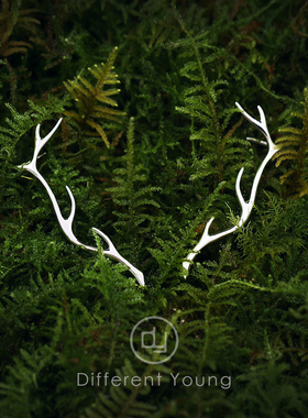 DifferentYoung挂耳骨夹耳钉一体式耳环女鹿角纯银耳饰生日礼物