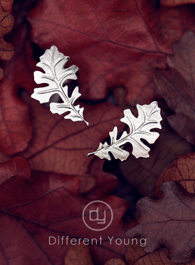 原创设计橡树叶925纯银袖扣 DifferentYoung 男士文艺简约礼物