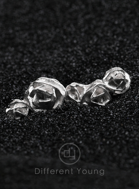 Different Young沙漠玫瑰 925纯银镀铂金戒指原创设计夸张双指戒