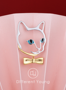 DY耳坠单只猫咪耳钉设计师高级感大耳环女纯银气质耳饰小众