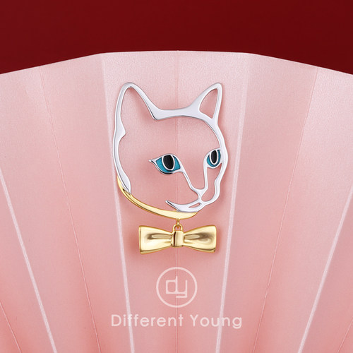 单只设计师纯银小众猫咪