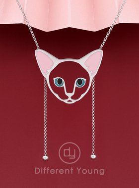 DY新款猫咪可爱流苏项链女小众设计感品牌ins简约纯银925长