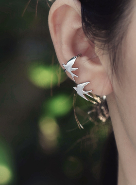 DY耳挂女无耳洞耳夹燕子耳骨夹小众设计师纯银耳饰高级感生日礼物