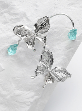 DY蝴蝶耳挂高级感精灵耳骨夹女无耳洞纯银单只夸张耳饰小众设计