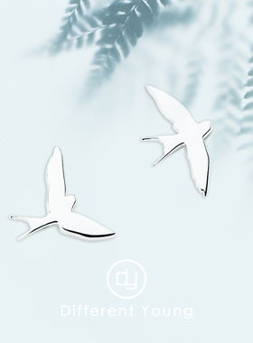 DY燕子耳钉简约双耳洞高级感女小众设计师耳饰原创纯银礼物耳环