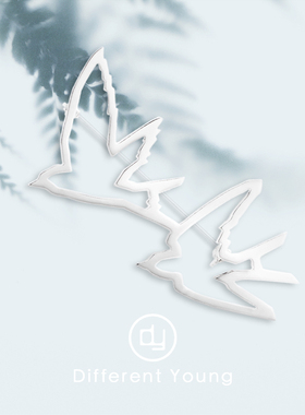 Different Young 燕子原创设计925银胸针 简约飞鸟个性大别针装饰
