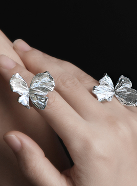 Differentyoung开口戒指夸张设计感大蝴蝶食指女高级感纯银礼物