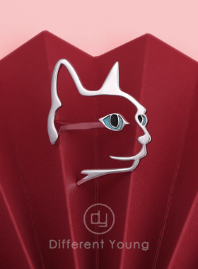 DifferentYoung猫咪设计师开口925银饰戒指小众原创女纯银