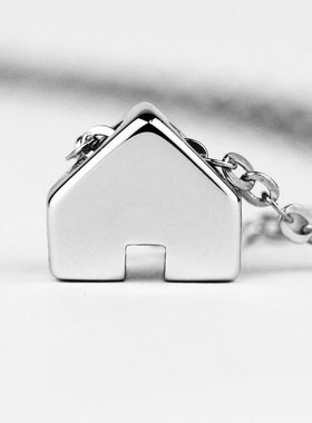 DifferentYoung心房简约房子吊坠s925银镀铂金项链锁骨链原创设计