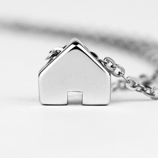 DifferentYoung心房简约房子吊坠s925银镀铂金项链锁骨链原创设计