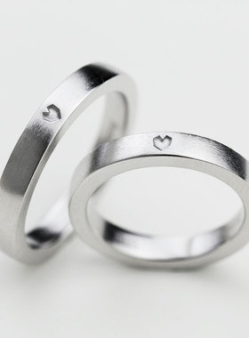 DifferentYoung几何的心戒指爱心s925纯银镀铂金情侣对戒男女礼物