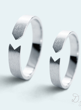 Differentyoung方向 纯银情侣对戒求婚简约男女戒指情人节礼物