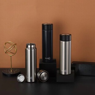 优美家志郎保温杯带滤网泡茶杯车载旅行杯男女通用便携轻巧不锈钢