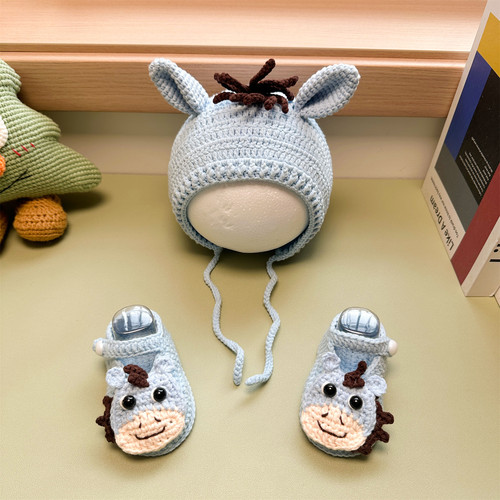 手工diy纯棉毛线马宝宝鞋帽