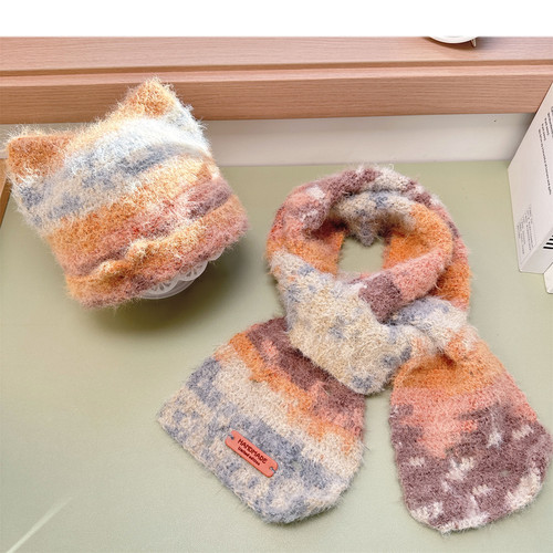 手工diy猫耳朵帽子围巾