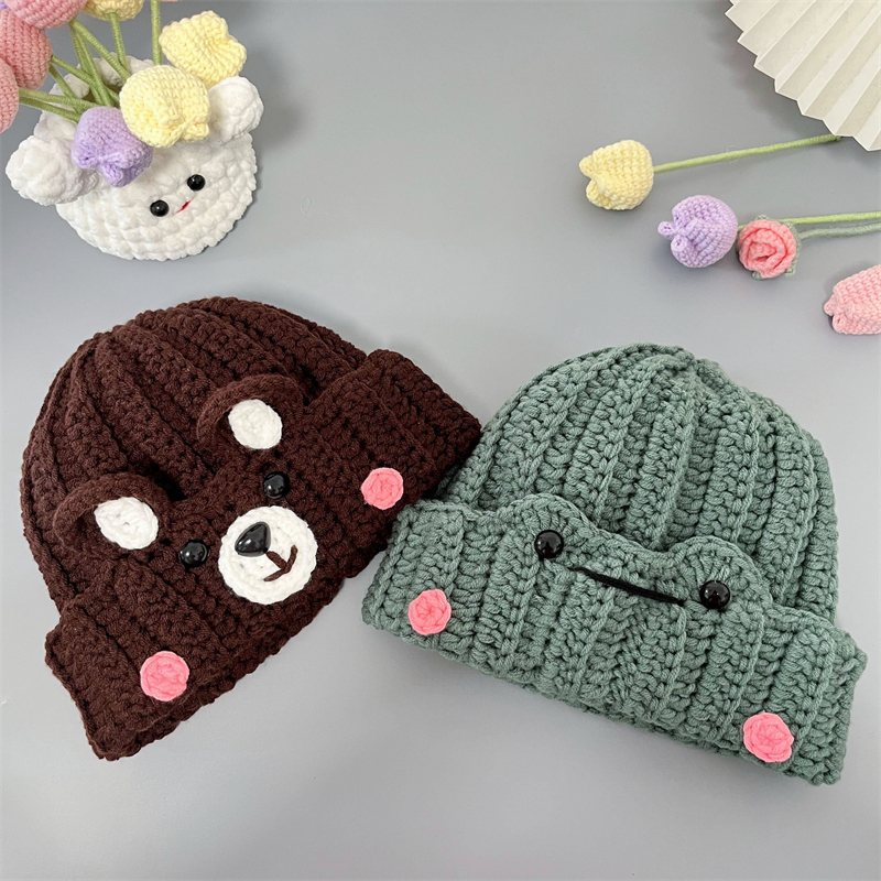 秋冬儿童护耳帽手工diy自制宝宝保暖毛线帽子钩针棉线新手材料包