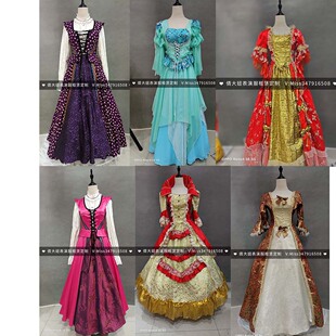 定制欧洲中世纪服装 复古收腰长裙文艺复兴女裙cosplay宫廷服舞台