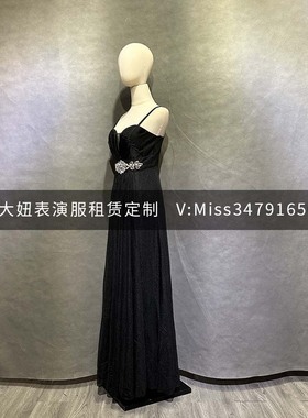 长款水晶腰带红色伴娘礼服雪纺2024舞会晚礼服高腰V领新娘婚纱