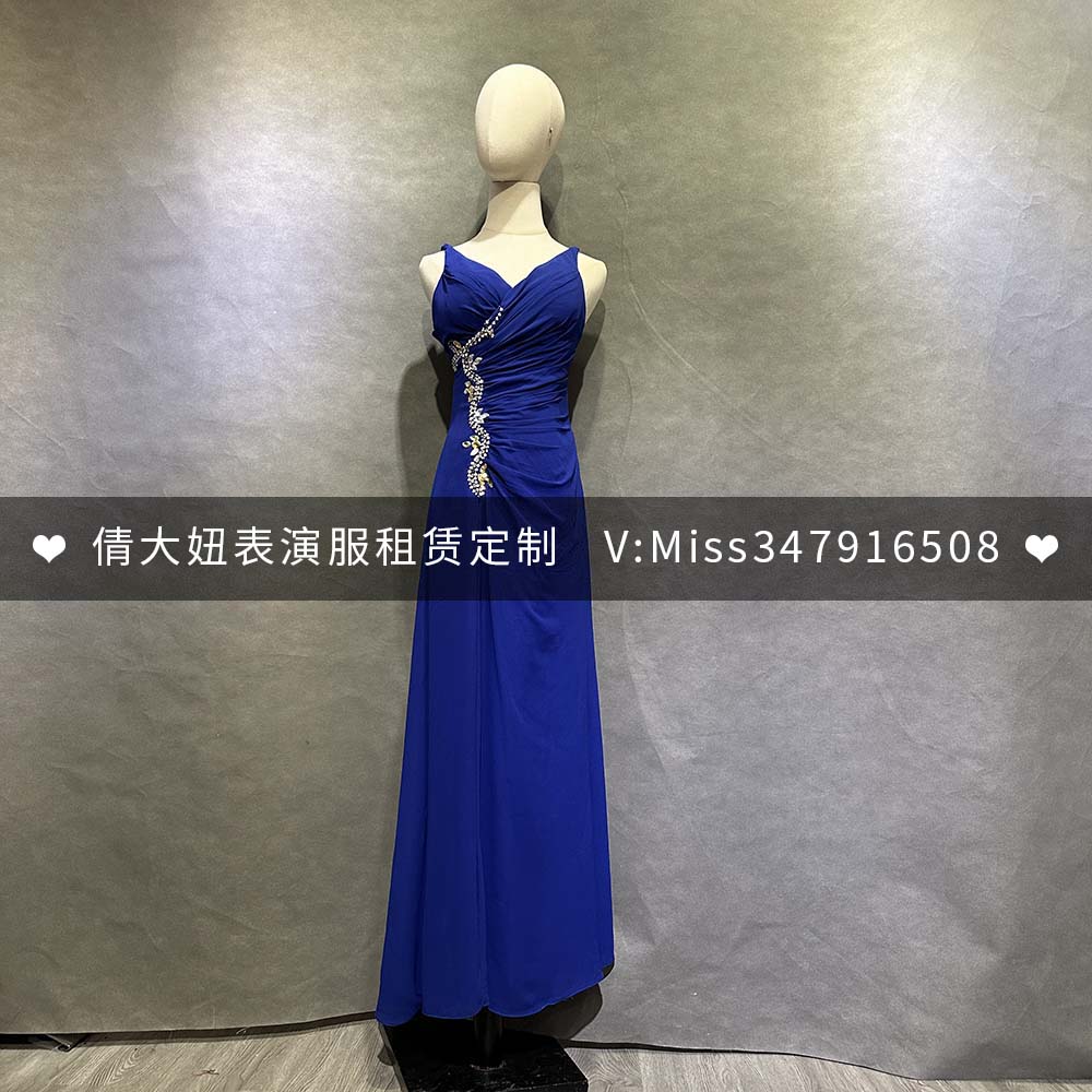 出租复古皱褶收腰礼服吊带包臀显瘦聚会晚宴车展拍照连衣裙敬酒服