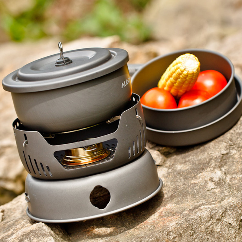 爱路客便携户外野炊锅套装酒精炉露营炊具自驾游装备野餐户外套锅