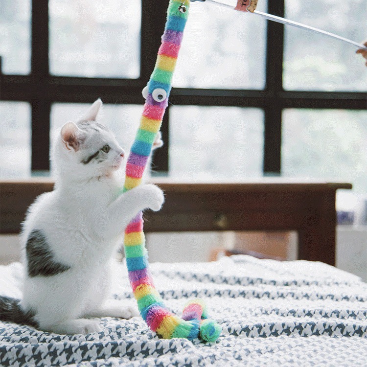 TOUCHCAT毛毛虫系列逗猫棒抖音猫玩具铃铛逗猫神器耐咬猫咪玩具