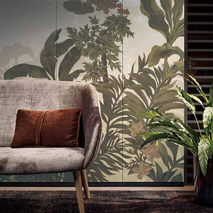 爱朵甄选无缝定制壁画 现代简约美式轻奢 植物叶子风景背景墙壁画