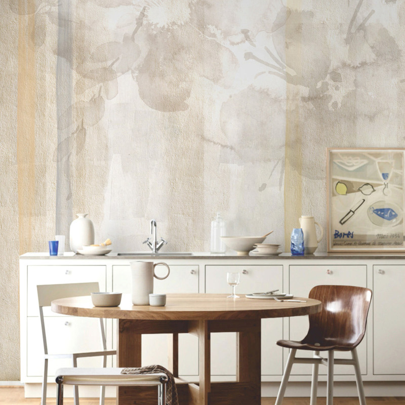 花痕Flower mark现代简约抽象竖条花朵定制壁画 卧室客厅餐厅壁纸