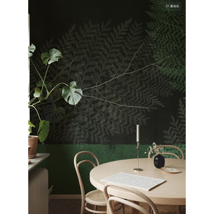 影绿 Green Shadow 现代美式轻奢叶子壁纸 个性壁画定制背景墙纸