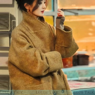 [赵丽颖同款]苏黎世的冬！100%羊毛羊驼绒中长款双面呢羊毛大衣