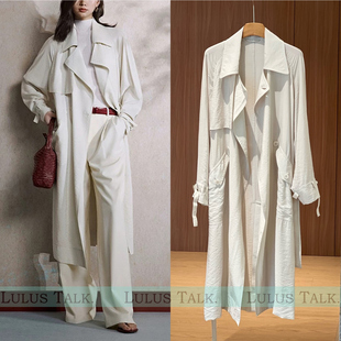 致系｜喜秋天松弛垂坠感简约英伦范轻薄干丝长风衣女