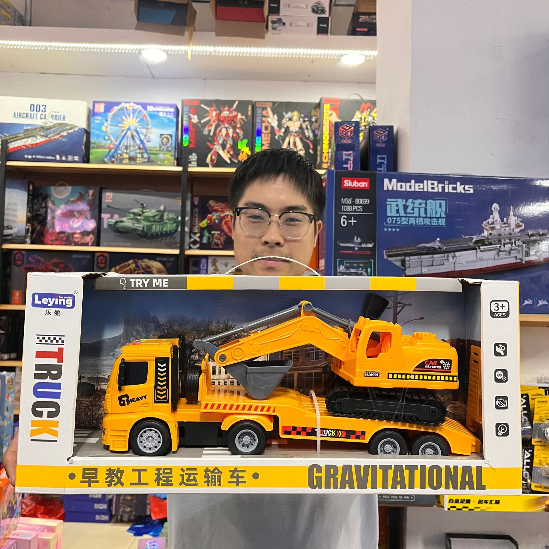 儿童电动早教讲故事惯性运输工程车仿真挖掘机玩具车飞机模型礼物