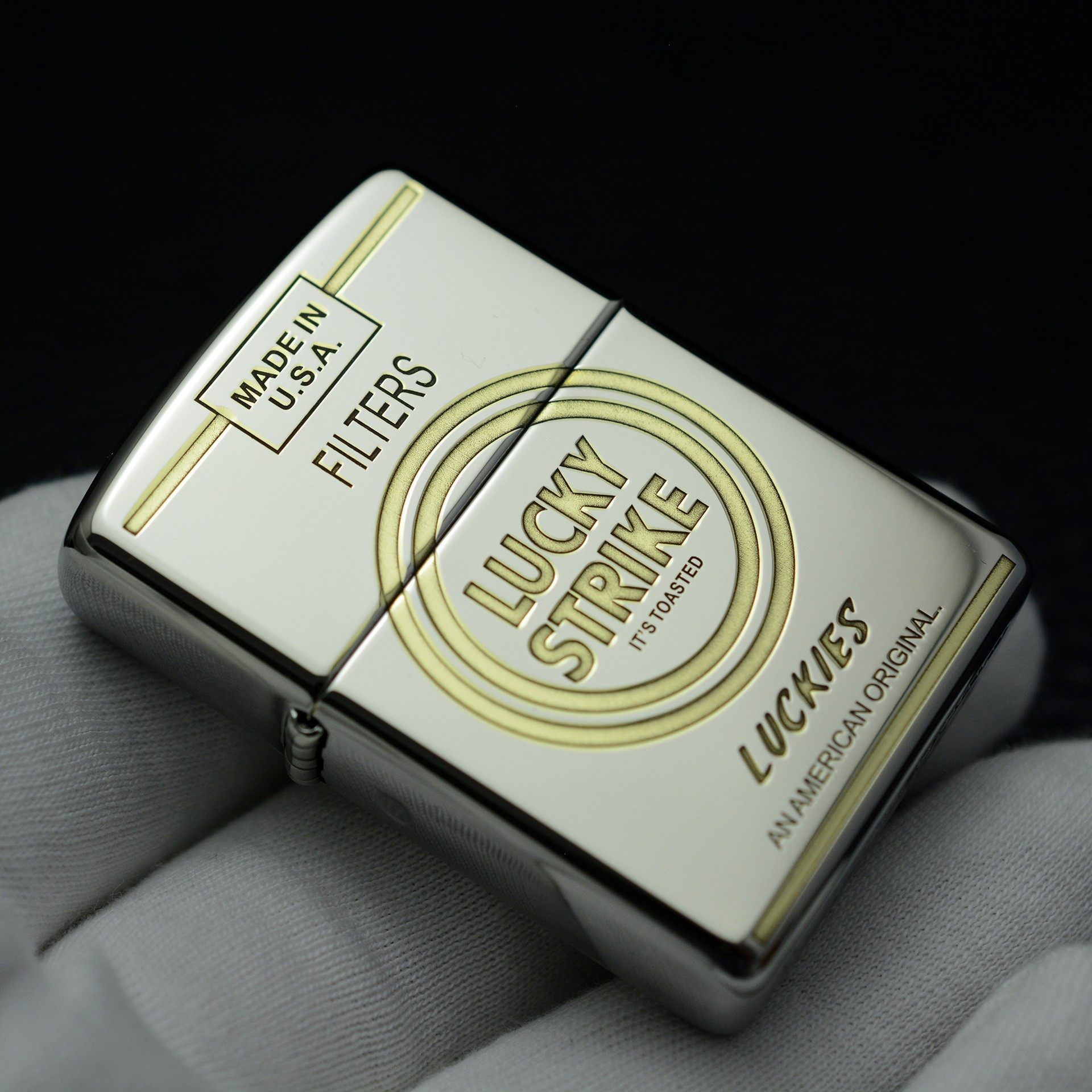 正版ZIPPO 之宝打火机  盔甲版好彩LUCKY STRIKE联名定制镜面雕刻