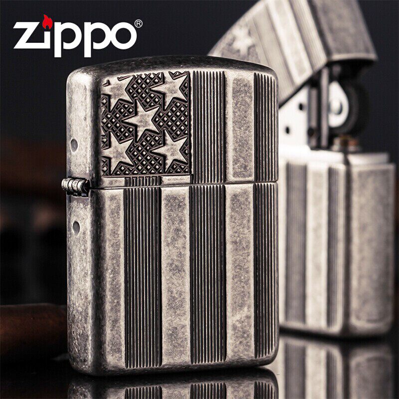 正品ZIPPO 之宝 打火机 古银盔甲星条旗帜28974 原版机 17年老机