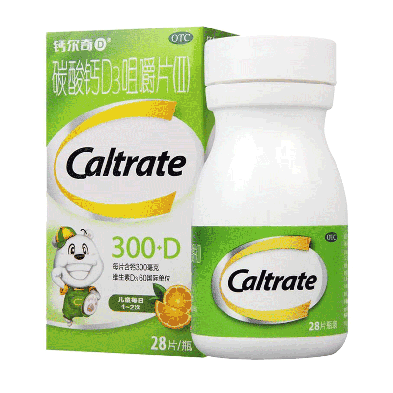 【钙尔奇】碳酸钙D3咀嚼片(Ⅱ)300mg60IU*28片/盒