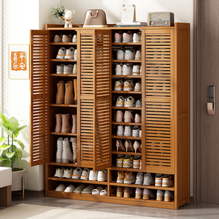 鞋柜家用门口大容量超大简易鞋子收纳柜室内加高楠竹新款爆款鞋架